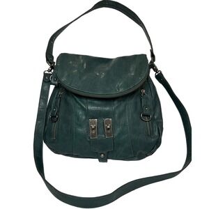 BEAUTIFUL Jessica Simpson Large Green Faux Leather Shoulder Tote Handbag Purse